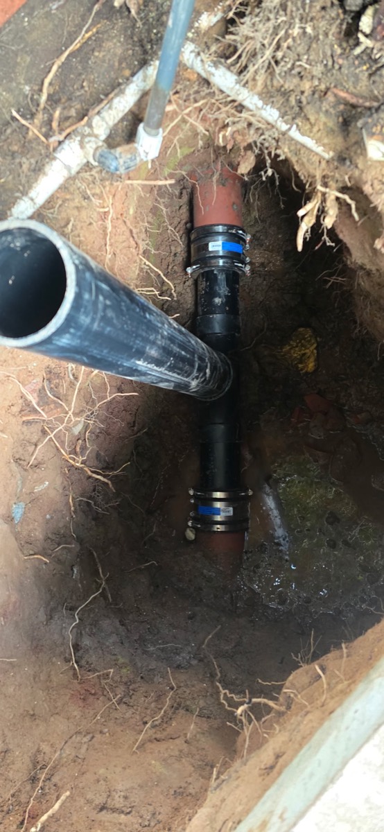 Sewer camera inspection revealing root intrusion in an old clay pipe in Los Angeles
